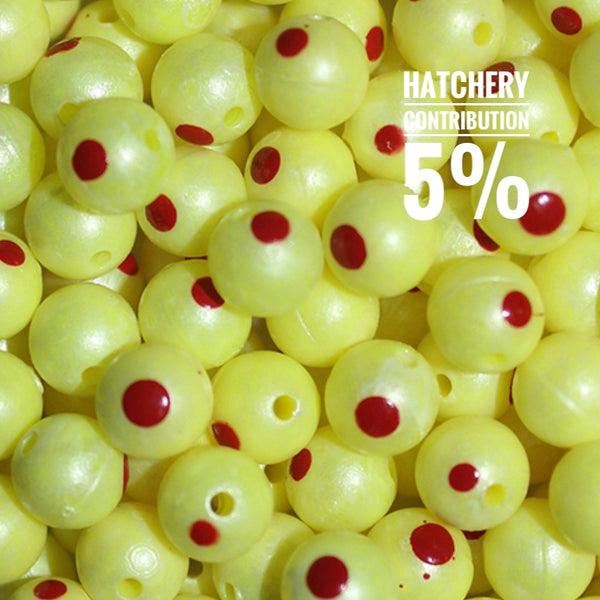 Troutbeads.com Chartreuse Pearl Blood Dot Eggs